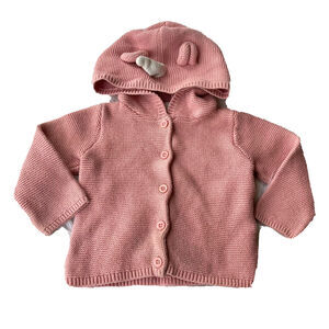 Carter's Jacket Sz 18m Unicorn Waffle Knit Baby Girls Blush Pink Button Up Hood